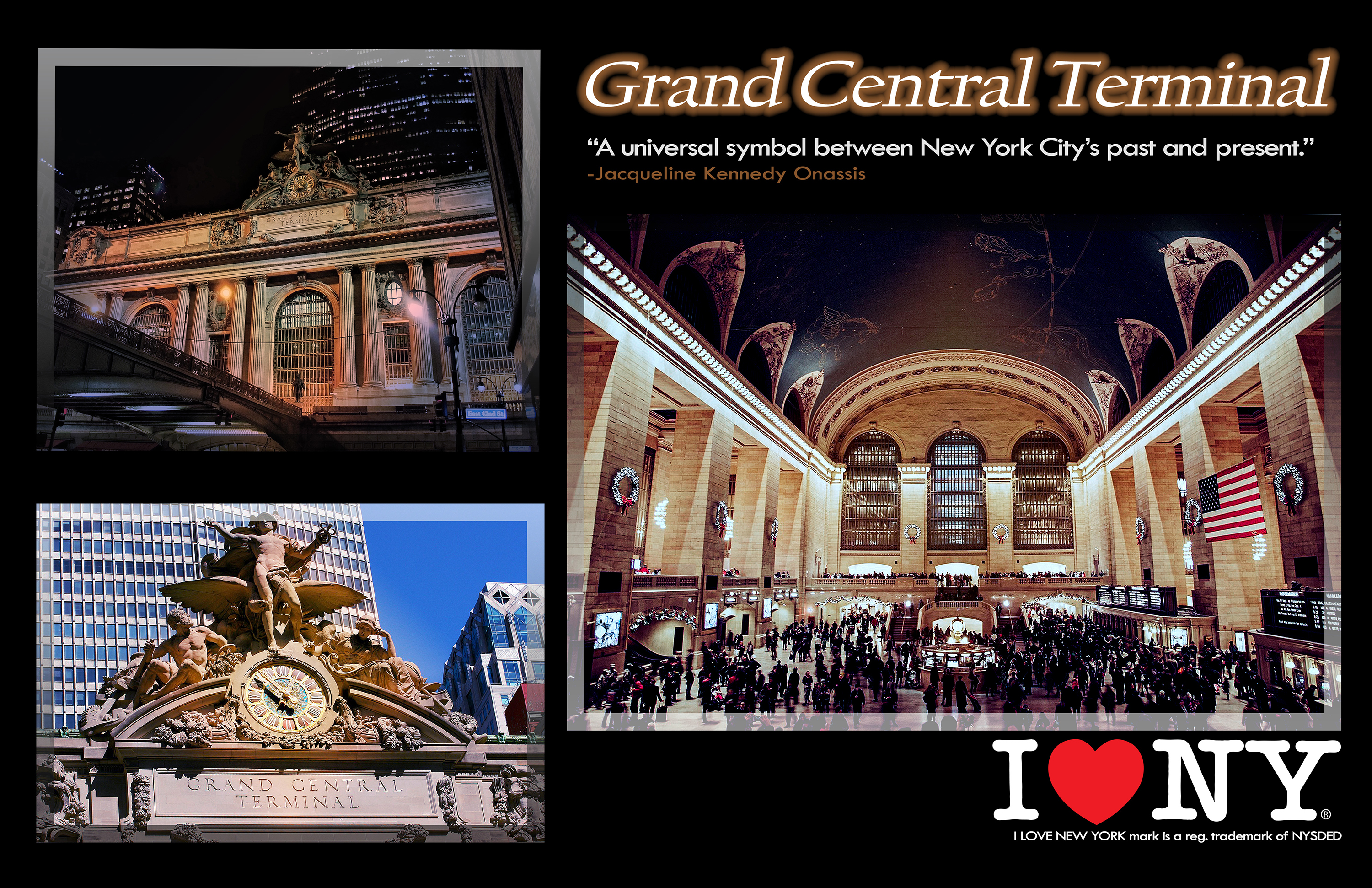 <b>Grand Central Terminal Poster</b><br><i>Created using Photoshop.</i><br>In a city that never stops moving, this poster was designed to draw your eye to the stunning architecture and design of New York City's Grand Central Terminal. 